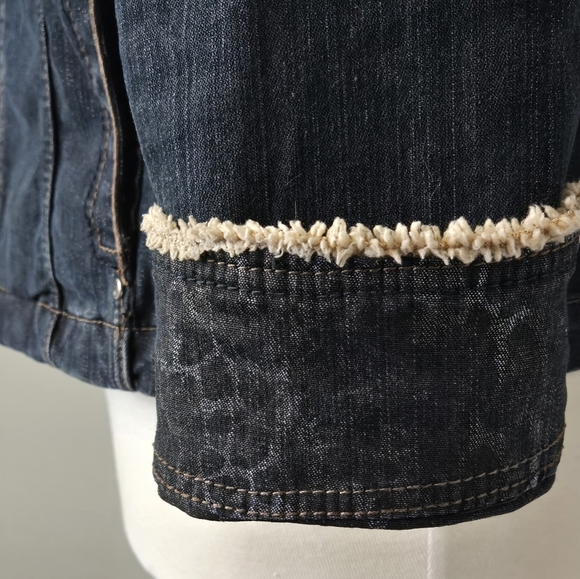 FDJ Denim Faux Fur Collar Streetwear Flip Cuff Western Cowgirl Size XL - Picture 6 of 10